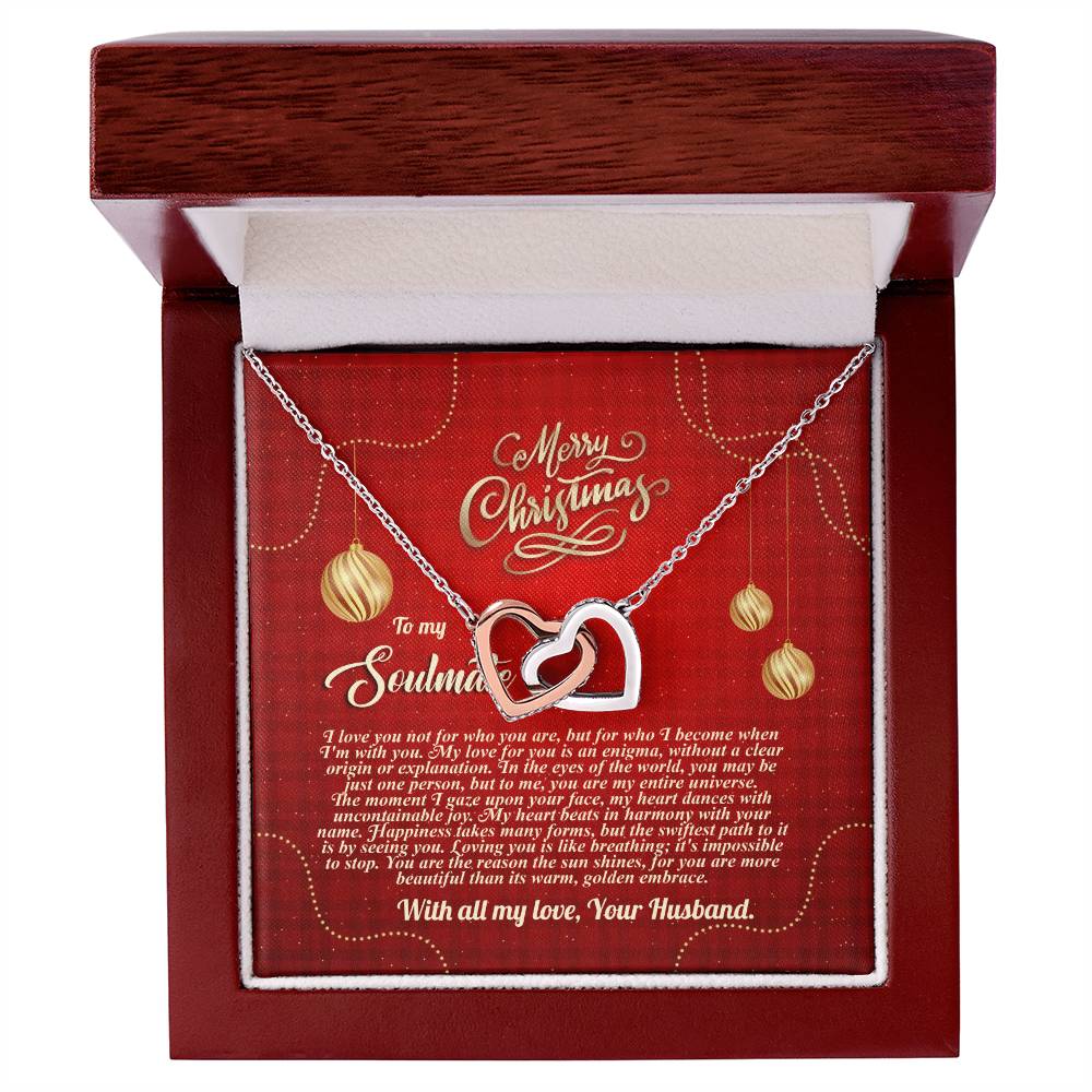 94096c Interlocking Hearts neck, Gift to My Soulmate with Message Card