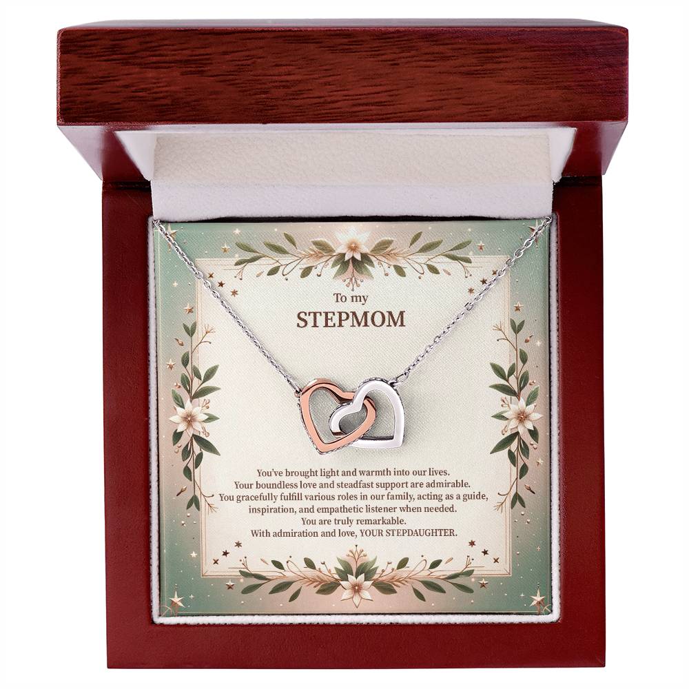 4049c Interlocking Hearts Necklace, Gift to my Stepmom with Beautiful Message Card