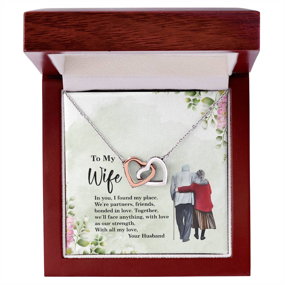 4028a Interlocking Hearts neck, Gift to my Wife with Beautiful Message Card