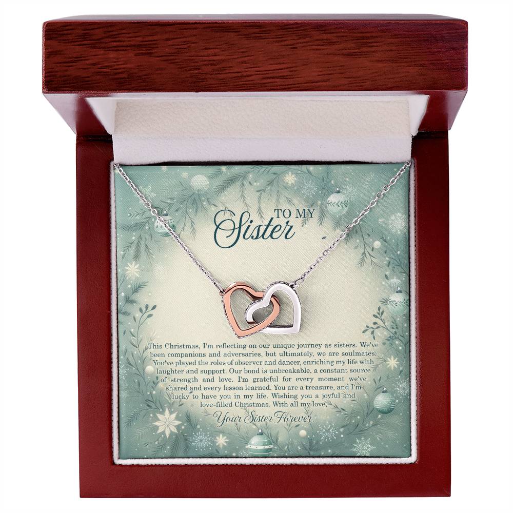 95320c Interlocking Hearts Necklace, Gift to my Sister with Beautiful Message Card