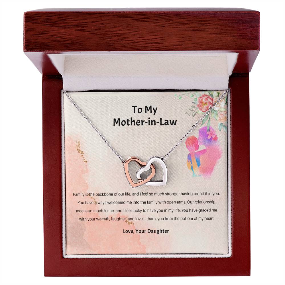 94689b Interlocking Hearts Necklace, Gift to my Stepmom with Beautiful Message Card