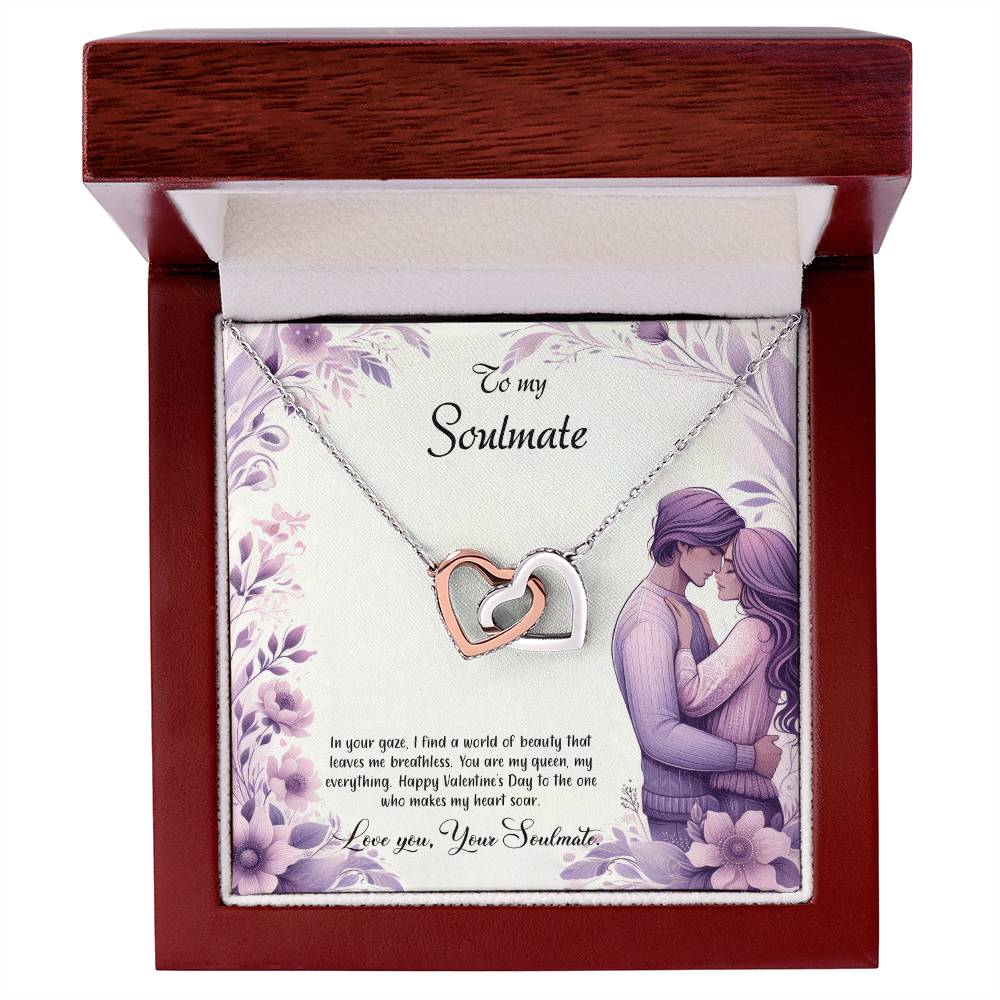 Valentine-st25b Interlocking Hearts neck, Gift to My Soulmate with Message Card