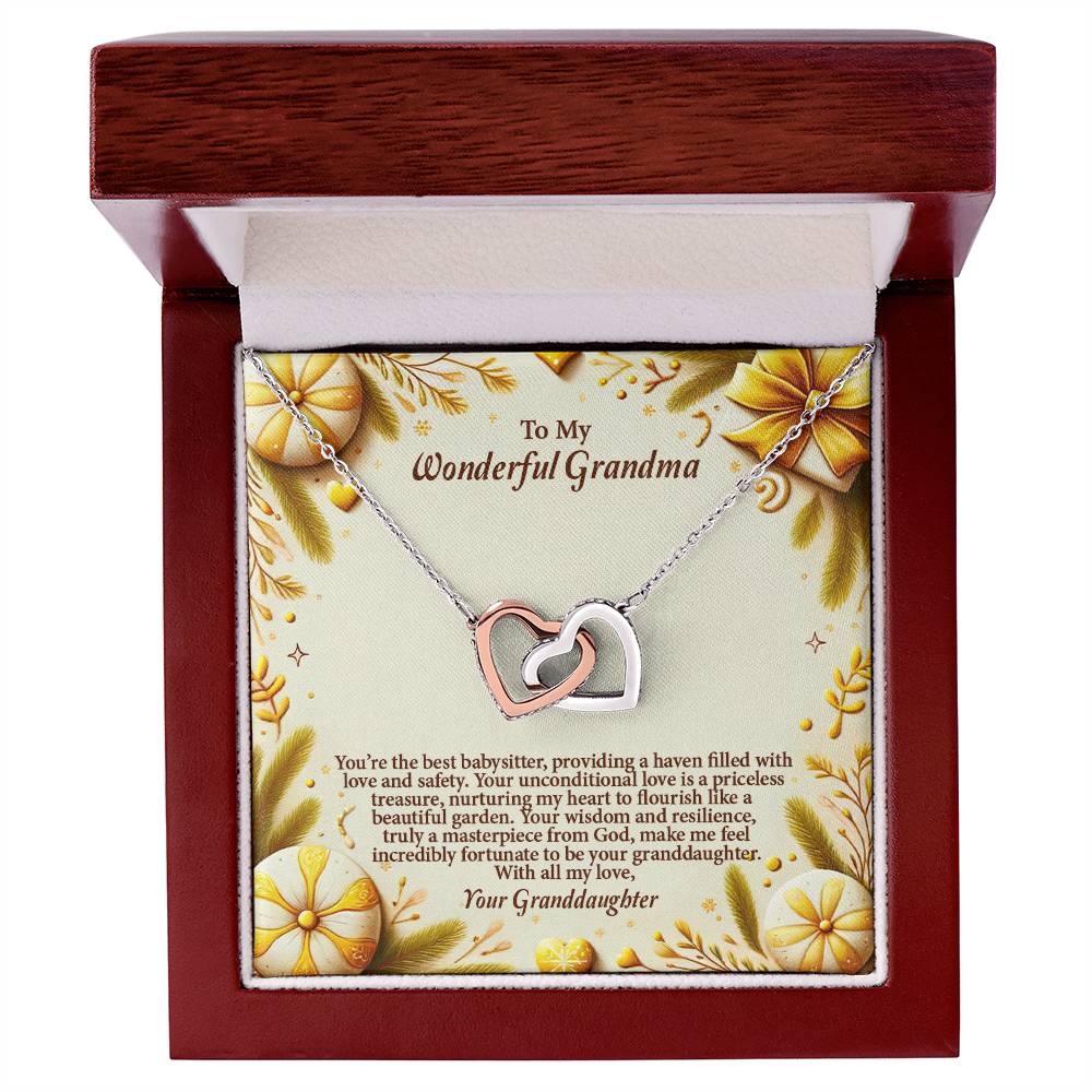 4056a Interlocking Hearts Necklace, Gift to my Grandma with Beautiful Message Card