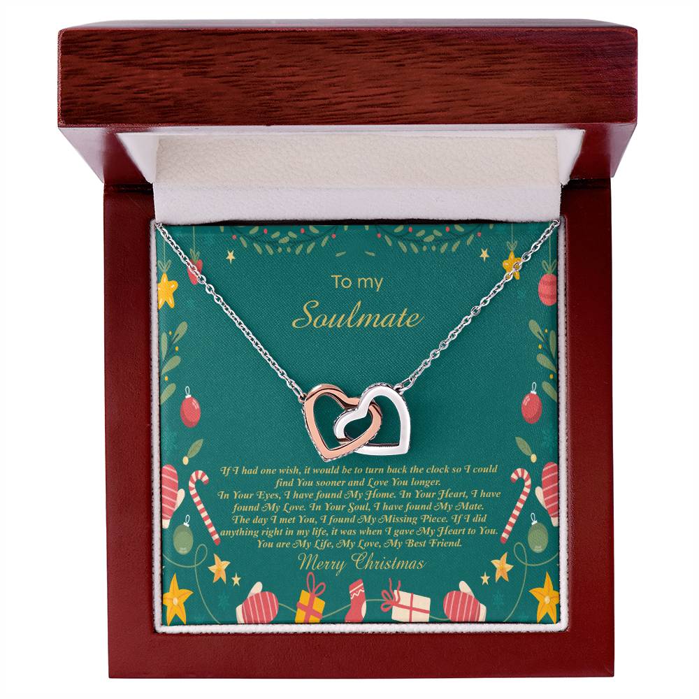 94098a Interlocking Hearts neck, Gift to My Soulmate with Message Card