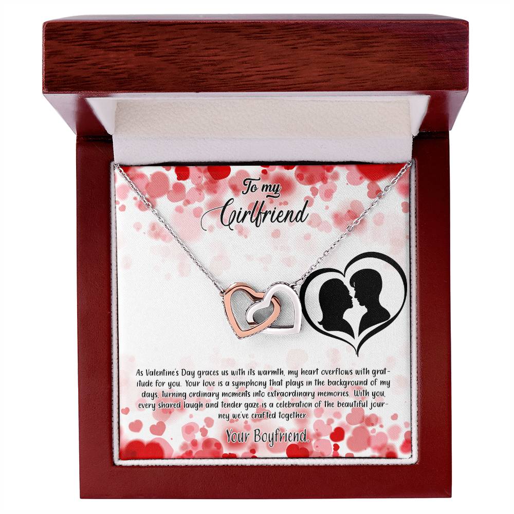 valentine-36c Interlocking Hearts Necklace, Gift to my Girlfriend with Beautiful Message Card