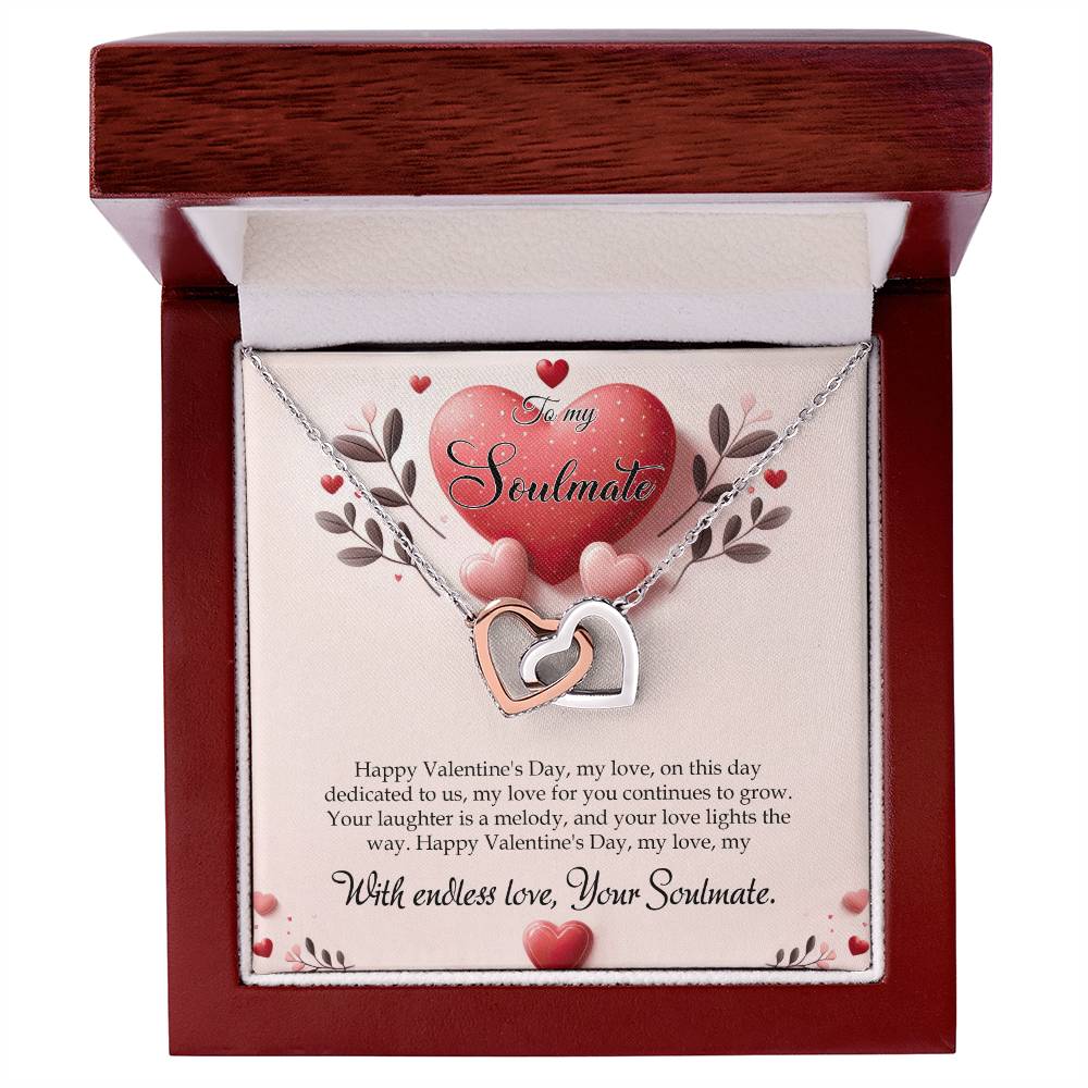 Valentine-st13b Interlocking Hearts neck, Gift to My Soulmate with Message Card