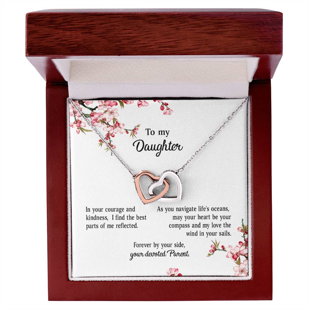 4039a Interlocking Hearts Necklace, Gift to my Daughter with Beautiful Message Card