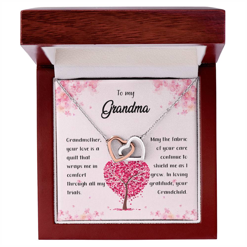 4042a Interlocking Hearts Necklace, Gift to my Grandma with Beautiful Message Card