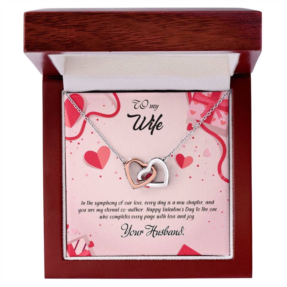 valentine-15a Interlocking Hearts Necklace, Gift to my Wife with Beautiful Message Card