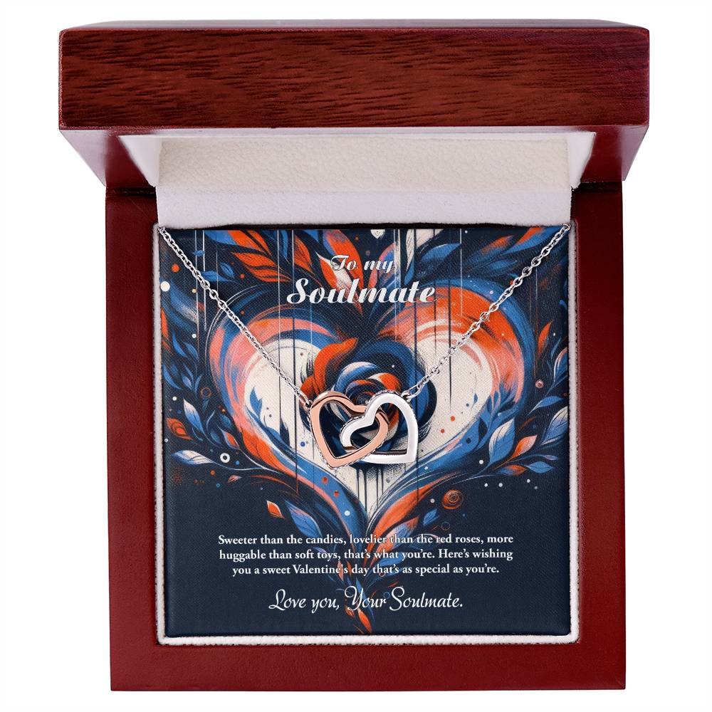 Valentine-st24b Interlocking Hearts neck, Gift to My Soulmate with Message Card