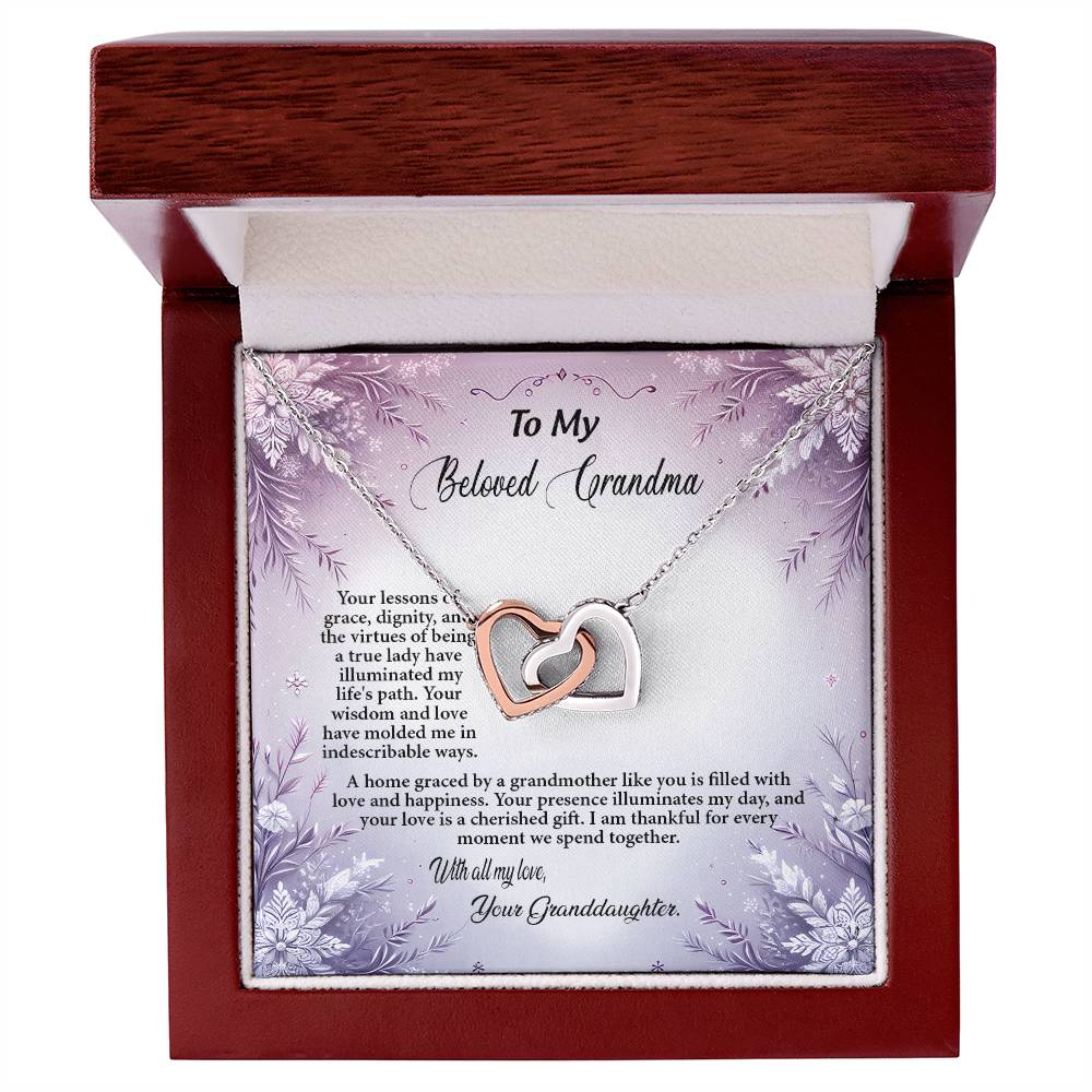 4054a Interlocking Hearts Necklace, Gift to my Grandma with Beautiful Message Card