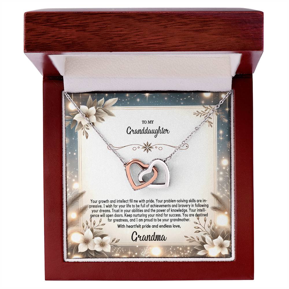 4055(a) Interlocking Hearts Necklace, Gift to My Granddaughter , with beautiful message card