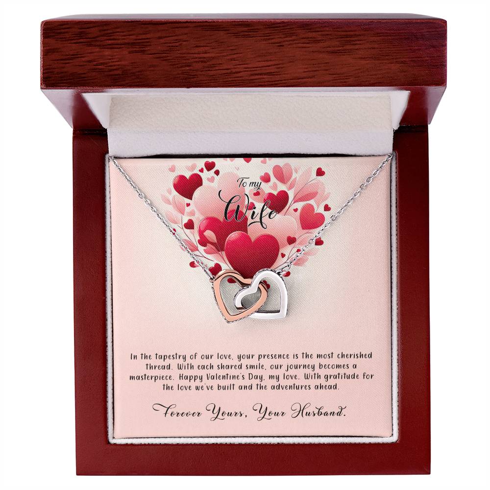 Valentine-st8a Interlocking Hearts Necklace, Gift to my Wife with Beautiful Message Card