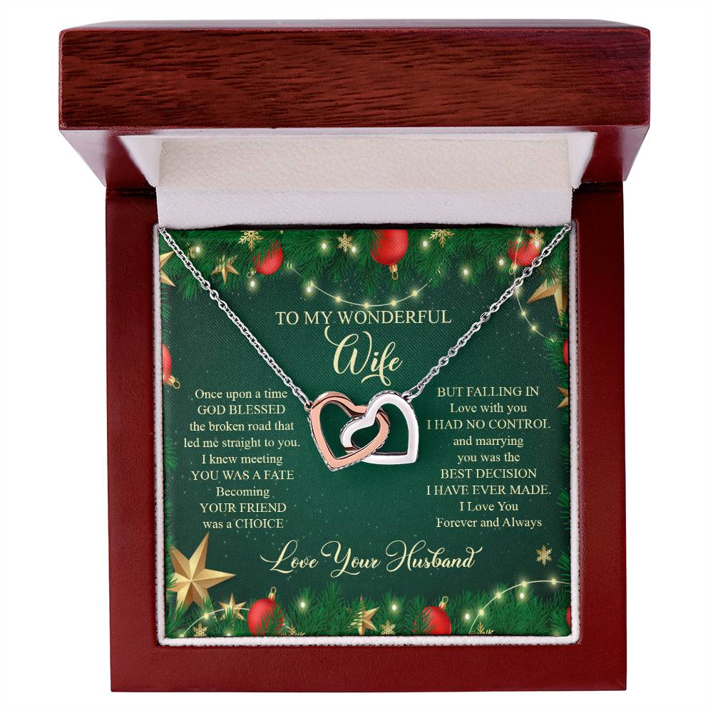 93045a Interlocking Hearts neck, Gift to my Wife with Beautiful Message Card