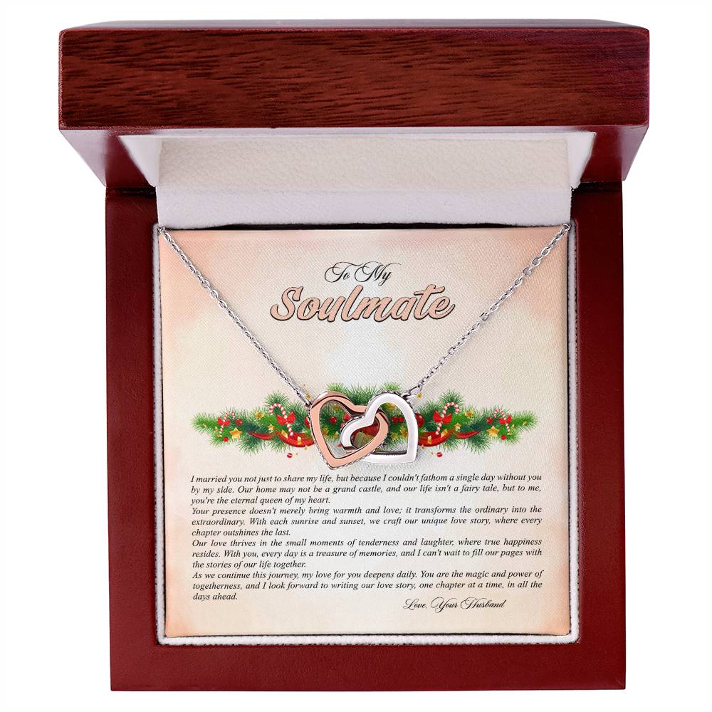 4009b Interlocking Hearts neck, Gift to My Soulmate with Message Card