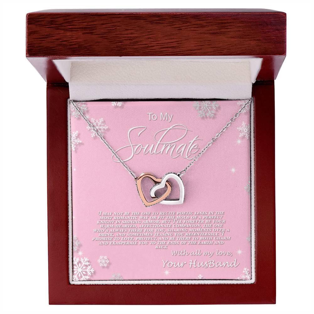 4006b Interlocking Hearts neck, Gift to My Soulmate with Message Card