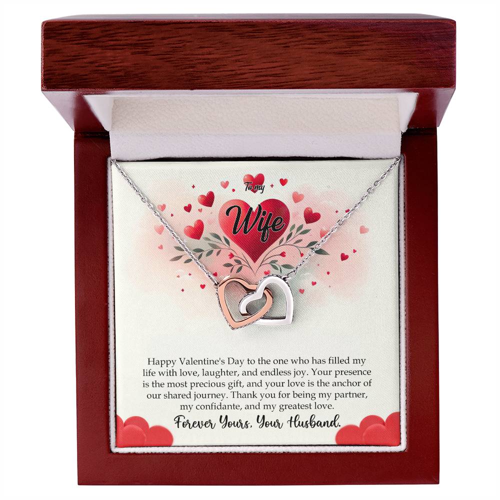 Valentine-st11a Interlocking Hearts Necklace, Gift to my Wife with Beautiful Message Card