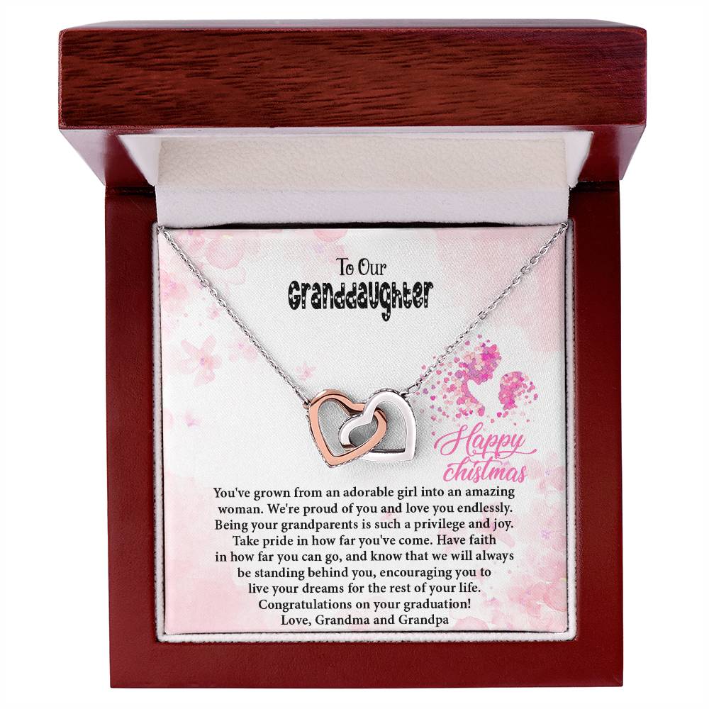 4020 d Interlocking Hearts Necklace, Gift to My Granddaughter , with beautiful message card