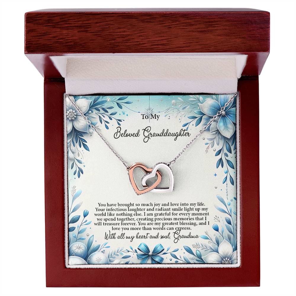 4050a Interlocking Hearts Necklace, Gift to My Granddaughter , with beautiful message card