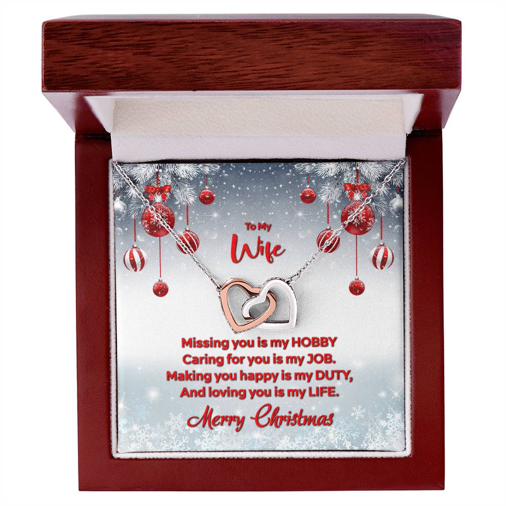 4012 Interlocking Hearts neck, Gift to my Wife with Beautiful Message Card