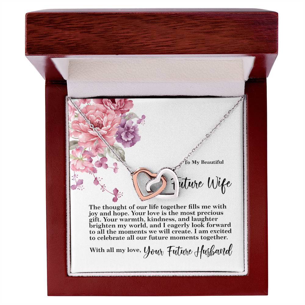 4027 Interlocking Hearts Necklace, Gift to my Future Wife with Beautiful Message Card