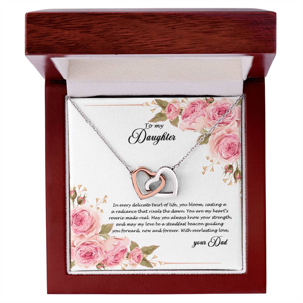 4034 (b) Interlocking Hearts Necklace, Gift to my Daughter with Beautiful Message Card