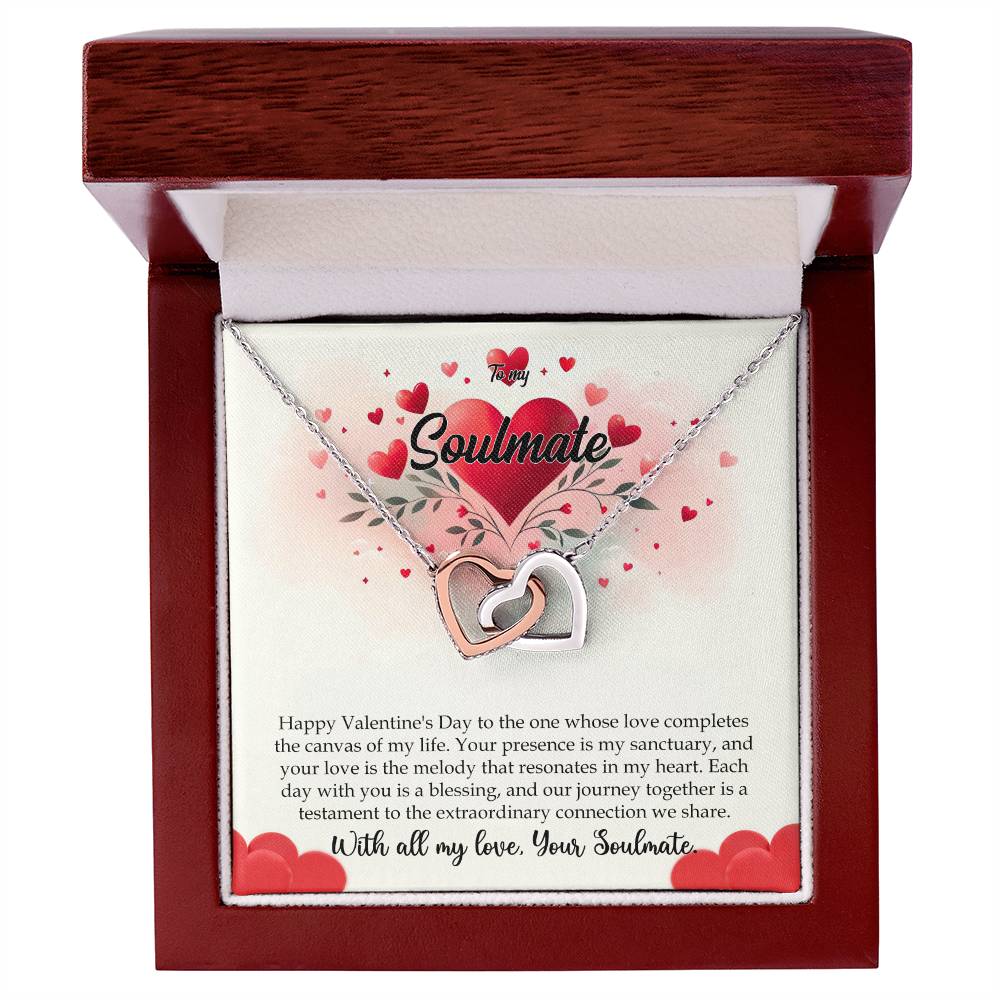 Valentine-st11b Interlocking Hearts neck, Gift to My Soulmate with Message Card