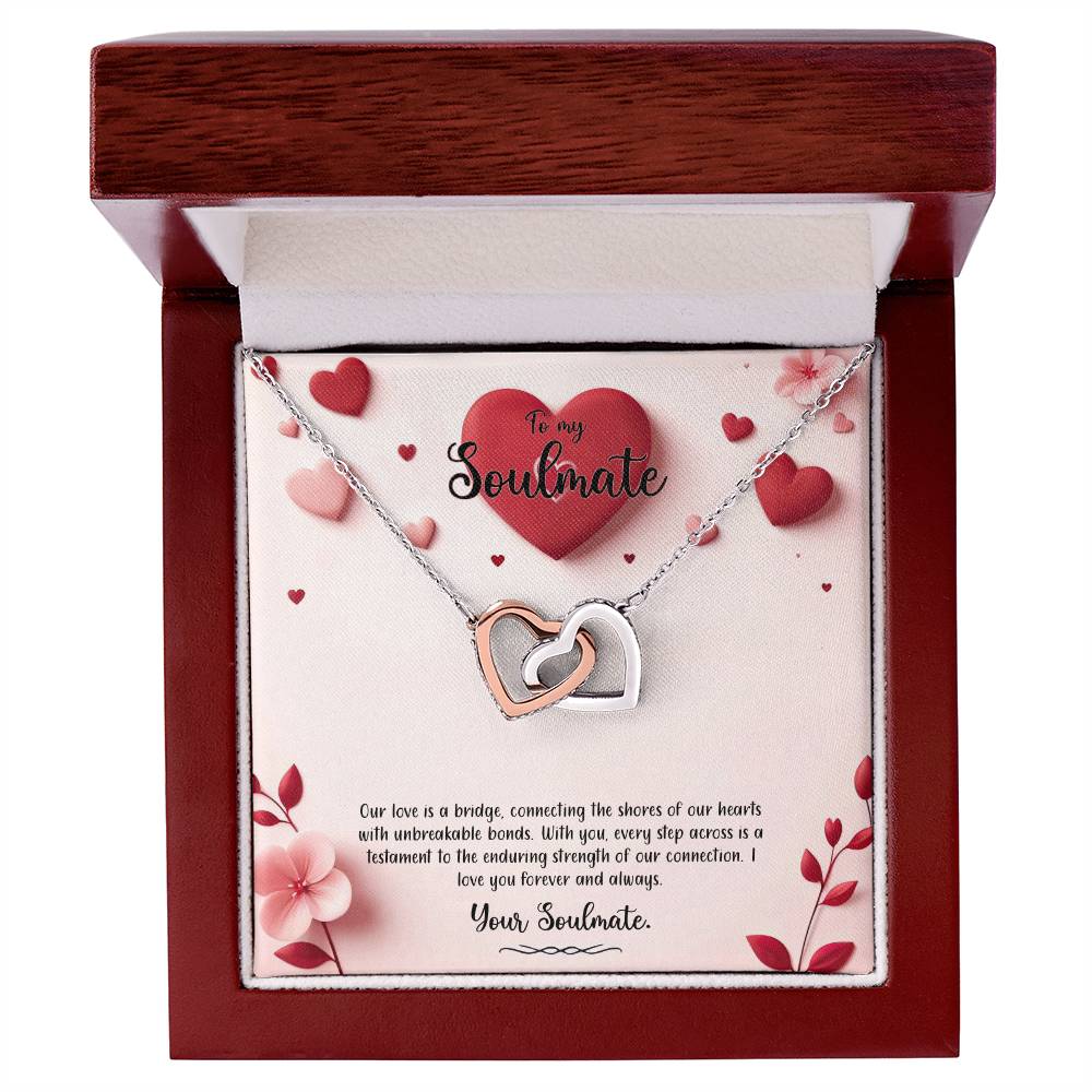 Valentine-st6b Interlocking Hearts neck, Gift to My Soulmate with Message Card