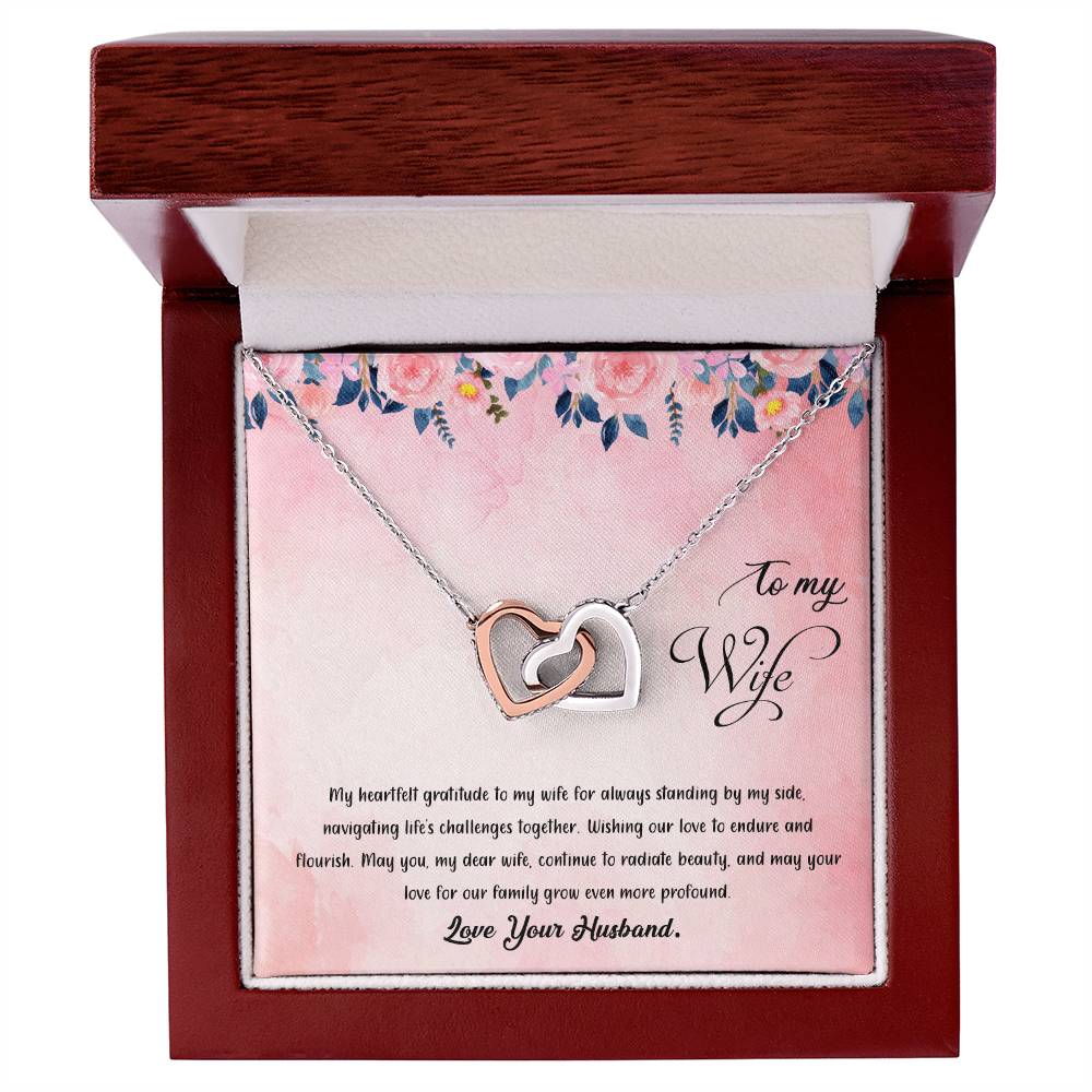 valentine-38a Interlocking Hearts Necklace, Gift to my Wife with Beautiful Message Card