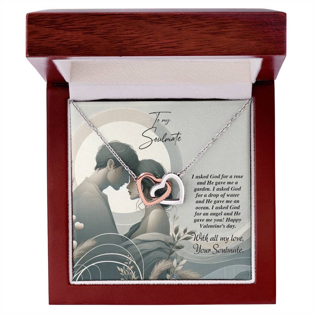 Valentine-st22b Interlocking Hearts neck, Gift to My Soulmate with Message Card