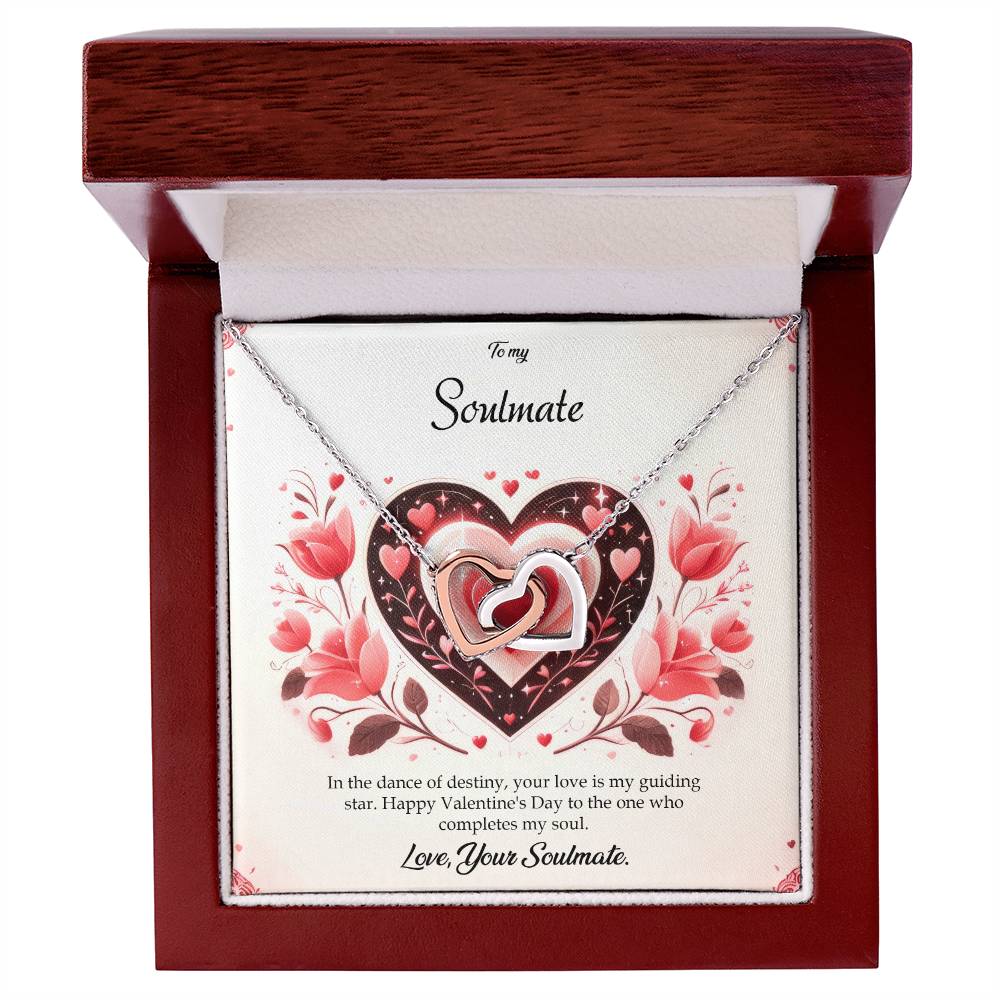 Valentine-st5b Interlocking Hearts neck, Gift to My Soulmate with Message Card