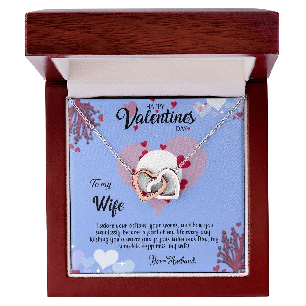 valentine-30a Interlocking Hearts Necklace, Gift to my Wife with Beautiful Message Card