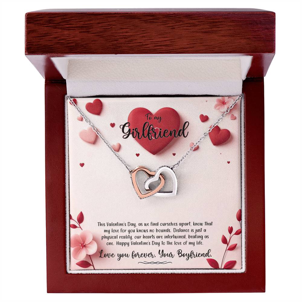 Valentine-st6c Interlocking Hearts Necklace, Gift to my Girlfriend with Beautiful Message Card