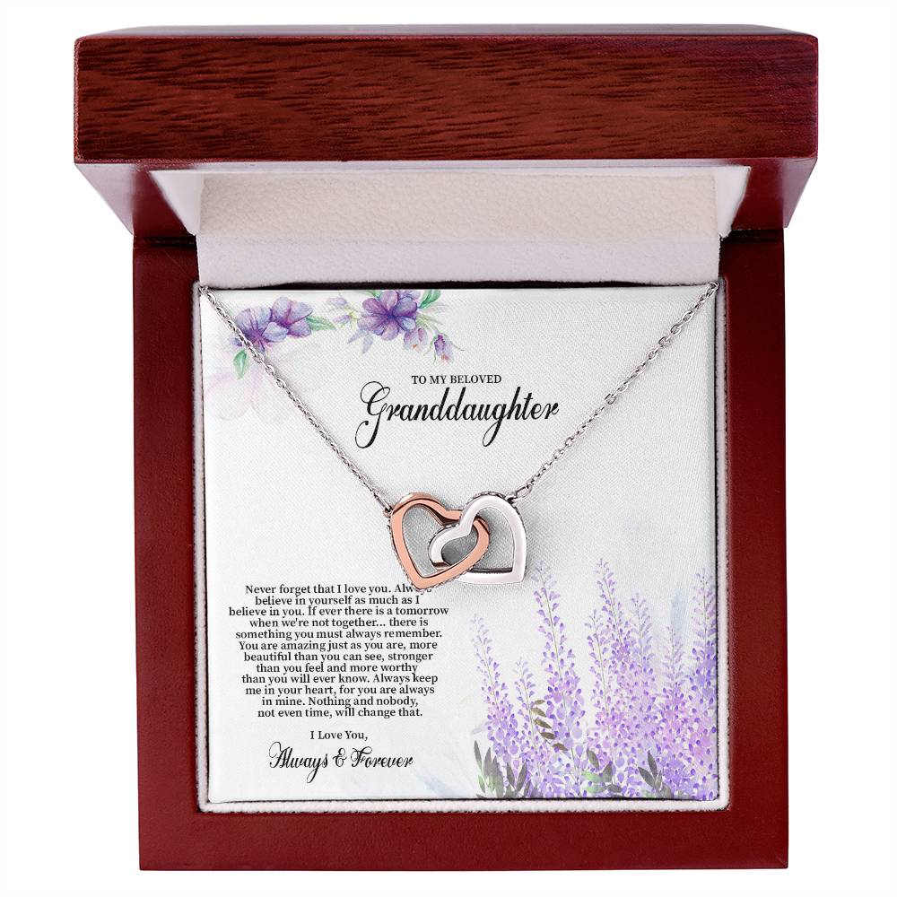 4030 (b) Interlocking Hearts Necklace, Gift to My Granddaughter , with beautiful message card