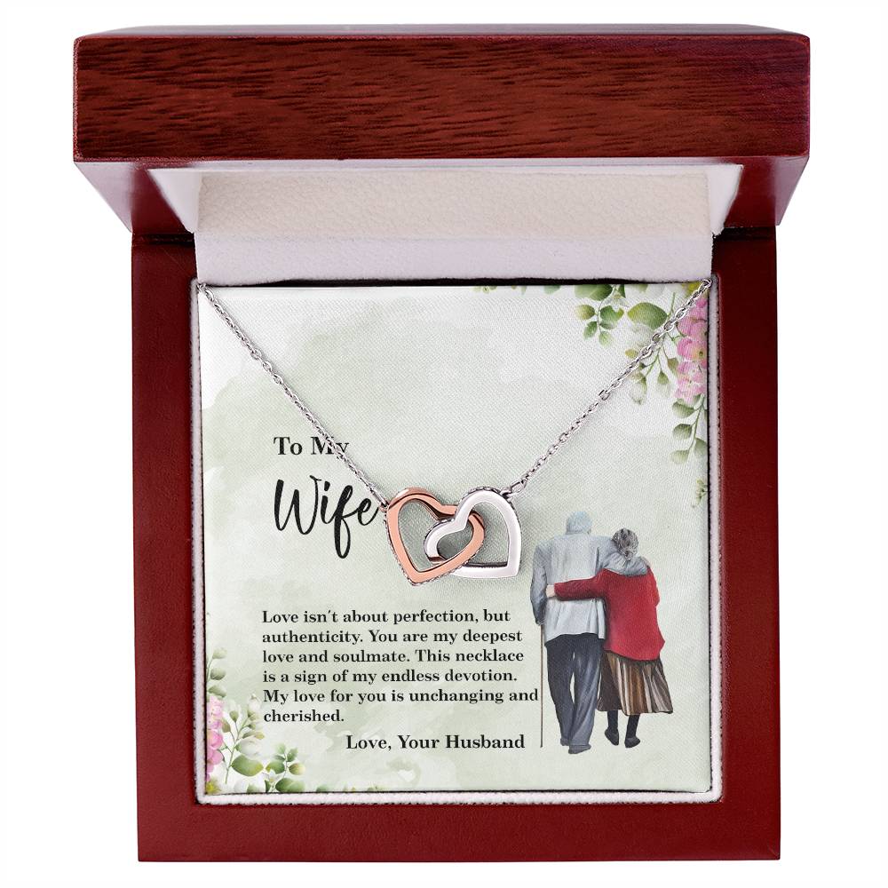 4028b Interlocking Hearts neck, Gift to my Wife with Beautiful Message Card