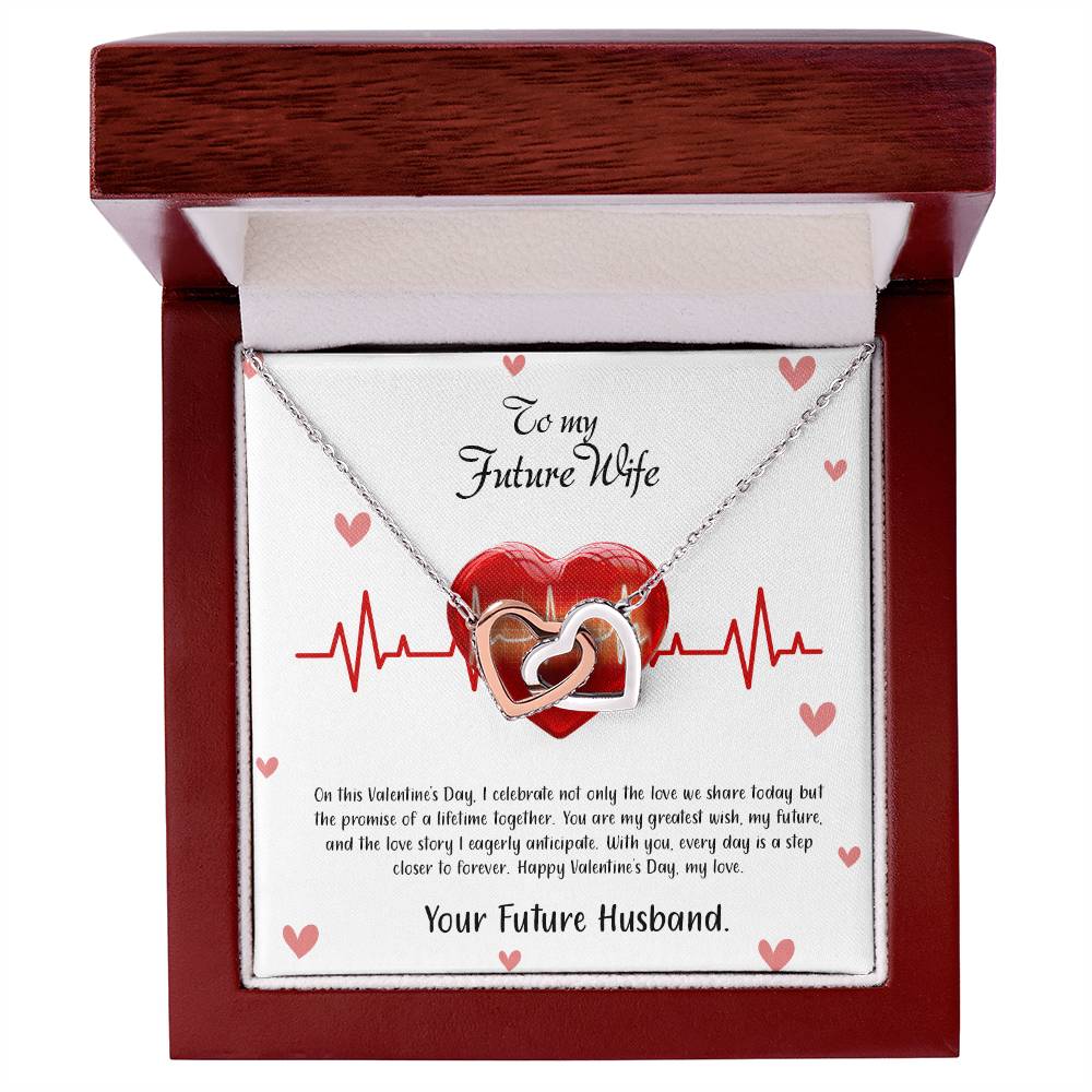 valentine-33d Interlocking Hearts Necklace, Gift to my Future Wife with Beautiful Message Card