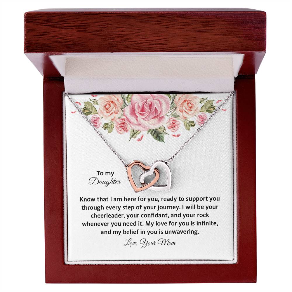 4031e Interlocking Hearts Necklace, Gift to my Daughter with Beautiful Message Card