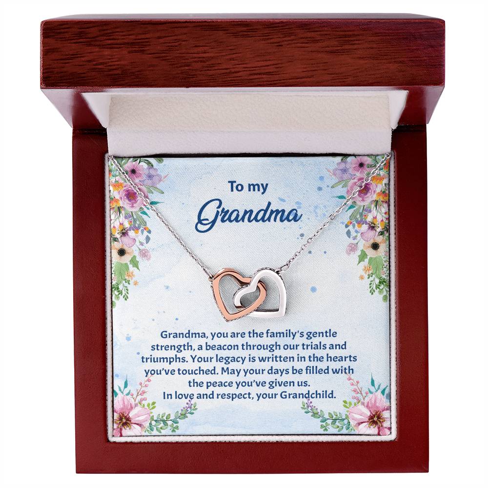 4038b Interlocking Hearts Necklace, Gift to my Grandma with Beautiful Message Card