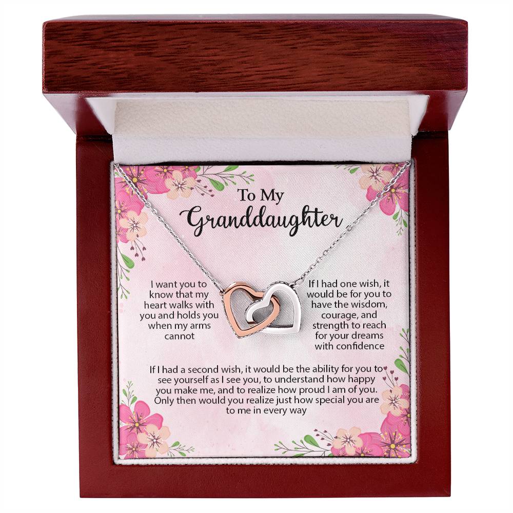 4035 Interlocking Hearts Necklace, Gift to My Granddaughter , with beautiful message card