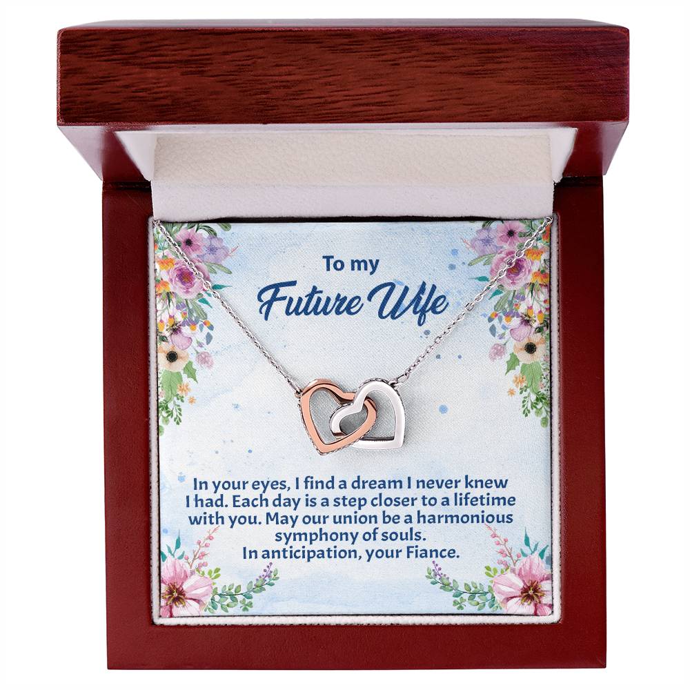 4038c Interlocking Hearts Necklace, Gift to my Future Wife with Beautiful Message Card