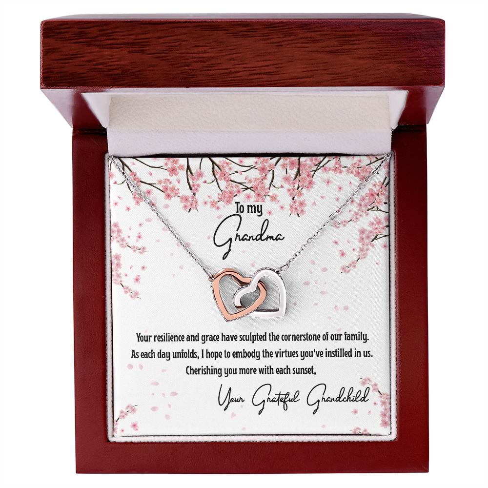 4040a Interlocking Hearts Necklace, Gift to my Grandma with Beautiful Message Card