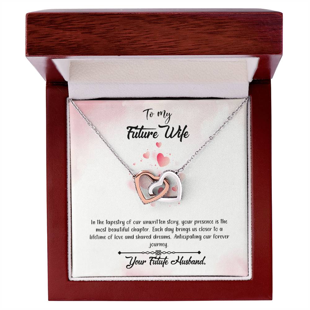 valentine-12d Interlocking Hearts Necklace, Gift to my Future Wife with Beautiful Message Card