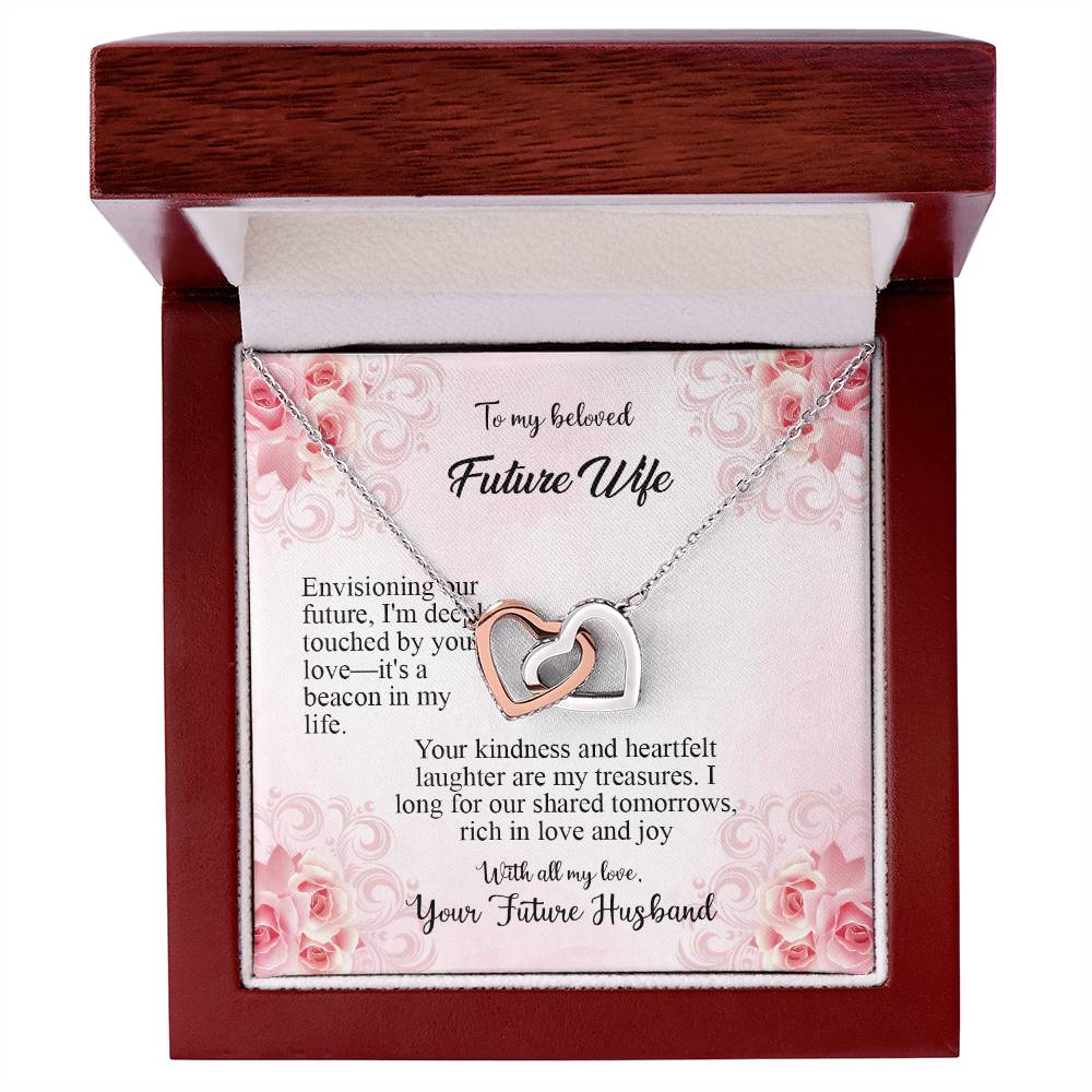 4036b Interlocking Hearts Necklace, Gift to my Future Wife with Beautiful Message Card