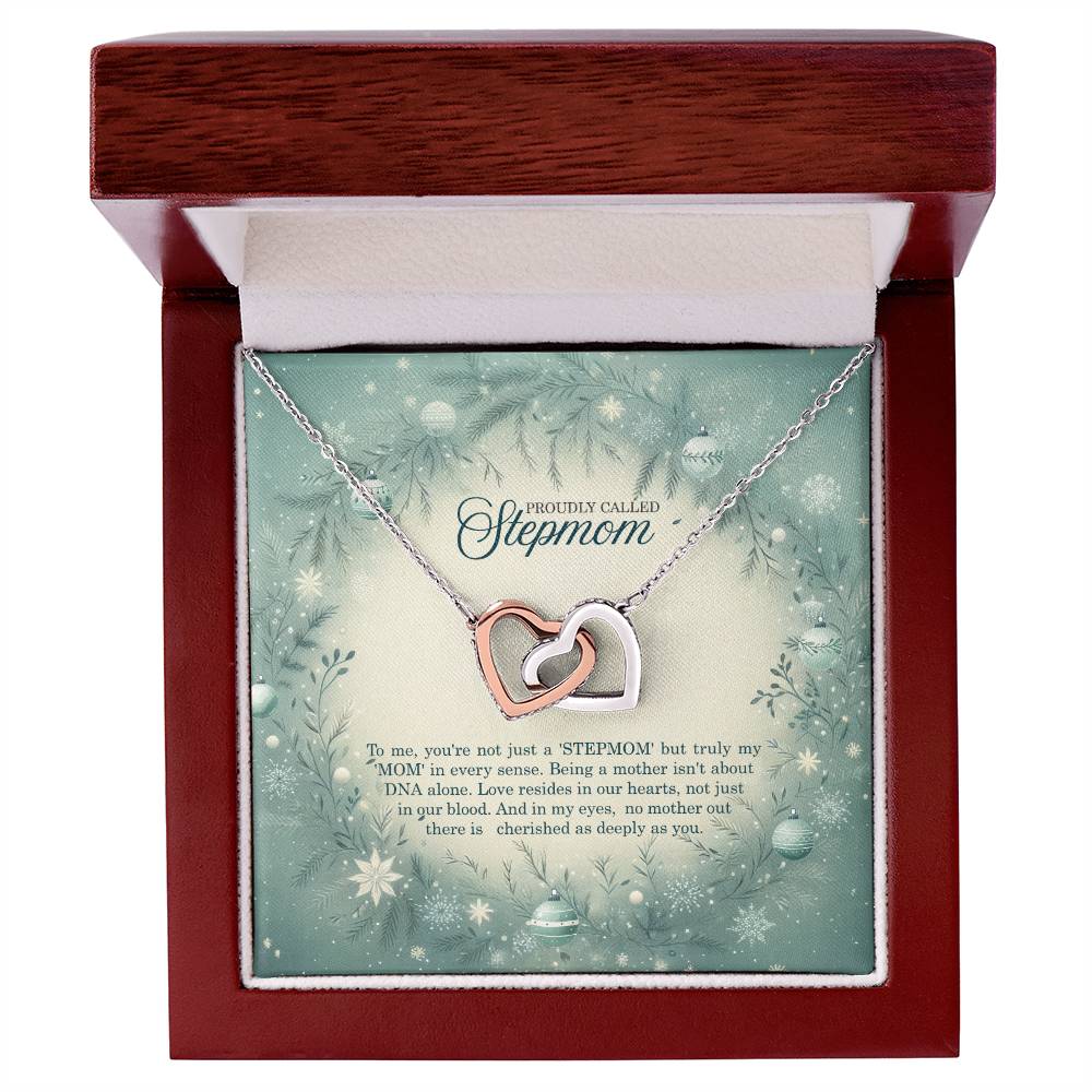 95320 b Interlocking Hearts Necklace, Gift to my Stepmom with Beautiful Message Card