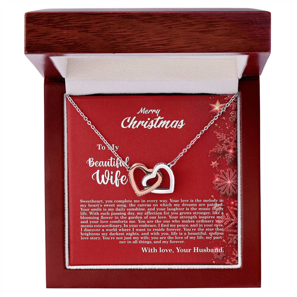 4013c Interlocking Hearts neck, Gift to my Wife with Beautiful Message Card