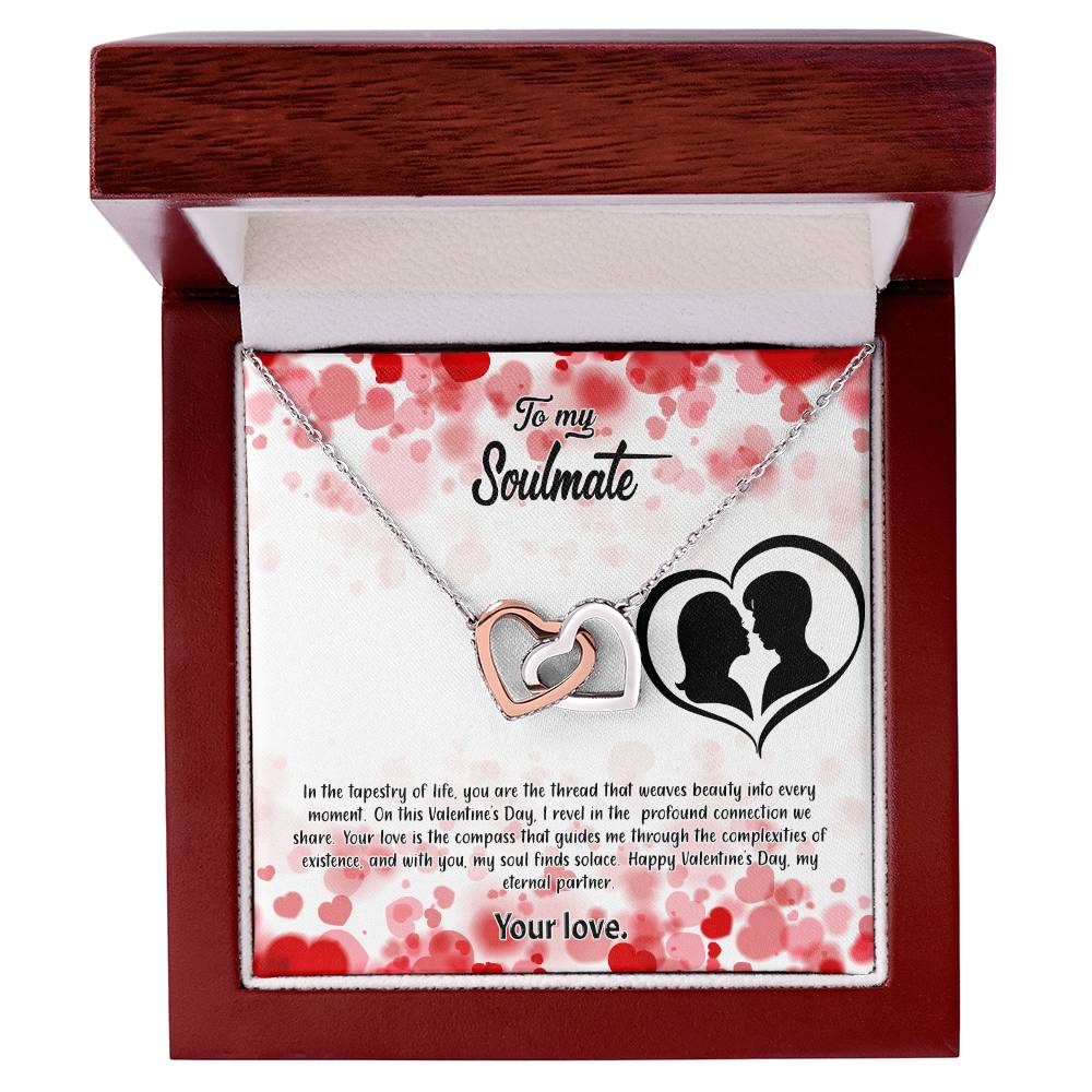 valentine-36b Interlocking Hearts neck, Gift to My Soulmate with Message Card