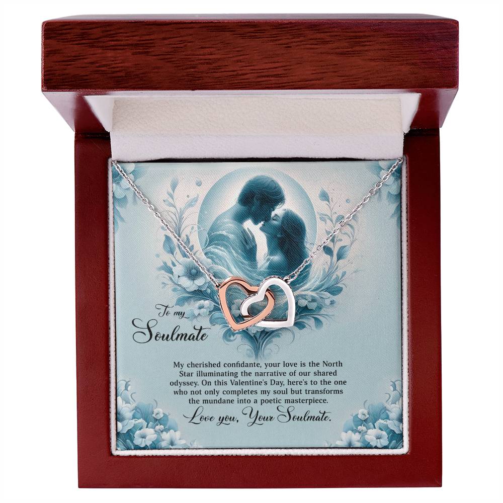 Valentine-st29b Interlocking Hearts neck, Gift to My Soulmate with Message Card