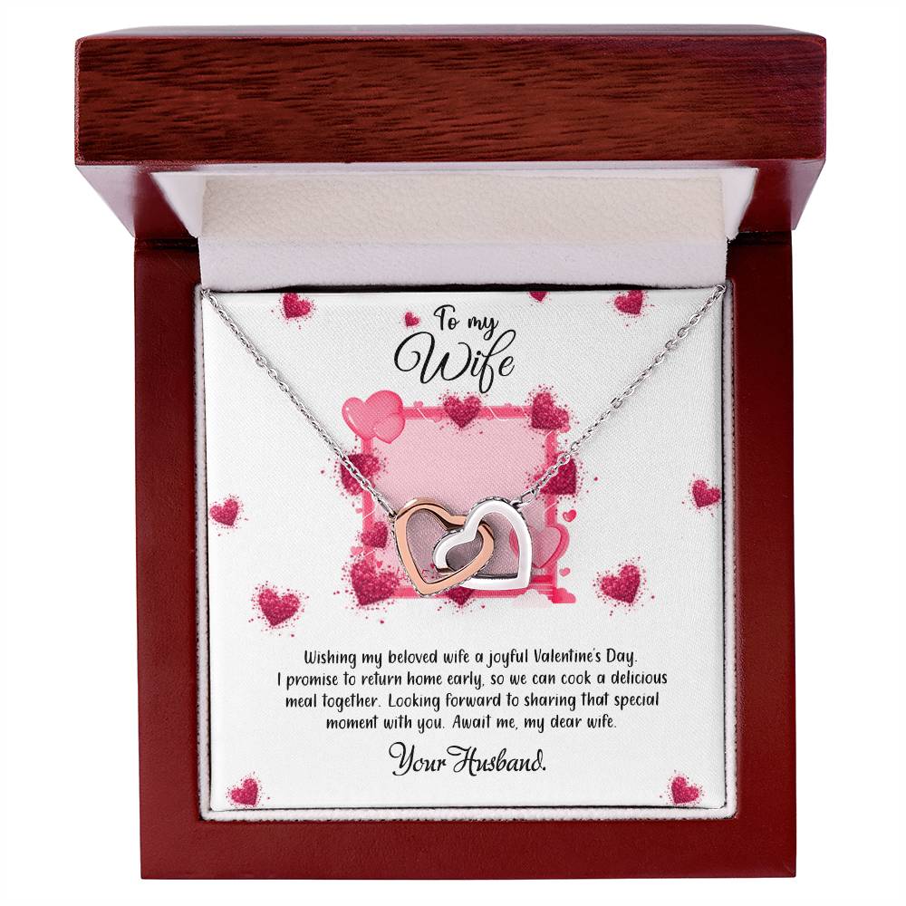 valentine-32b Interlocking Hearts neck, Gift to My Soulmate with Message Card