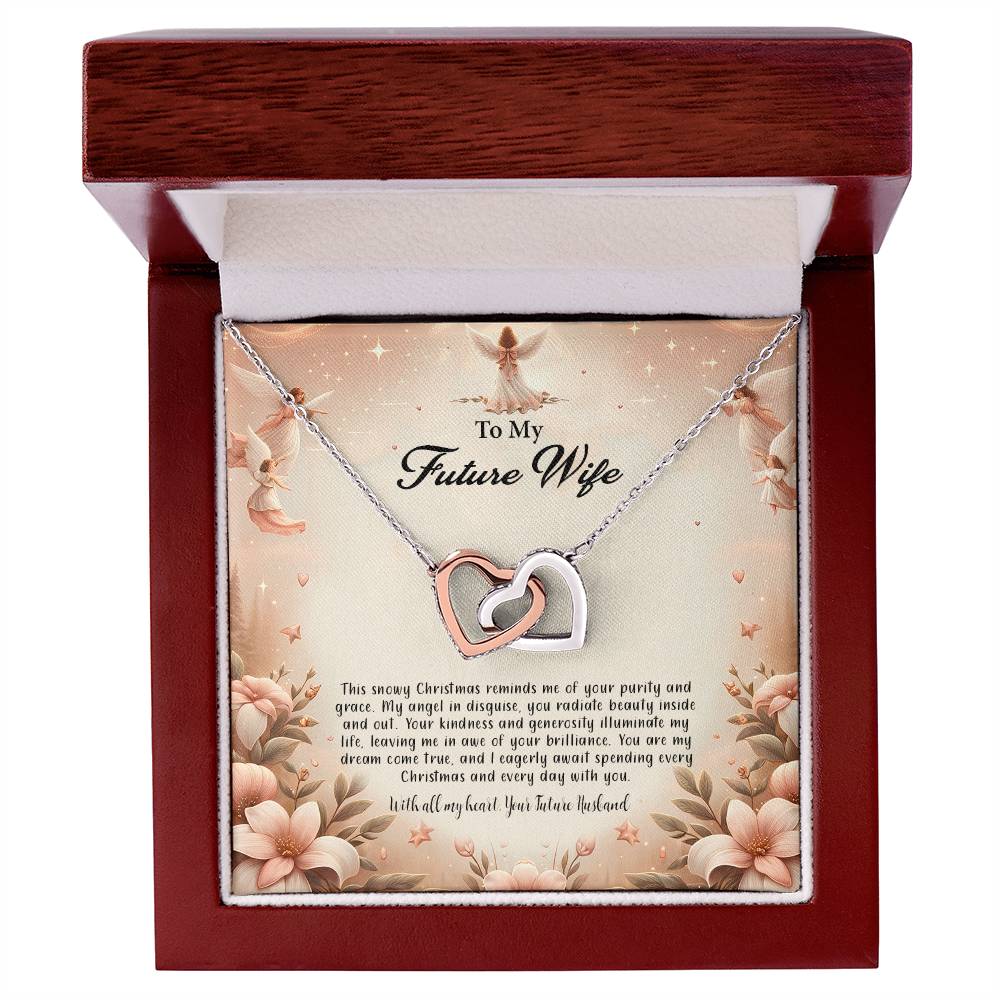 4052e Interlocking Hearts Necklace, Gift to my Future Wife with Beautiful Message Card