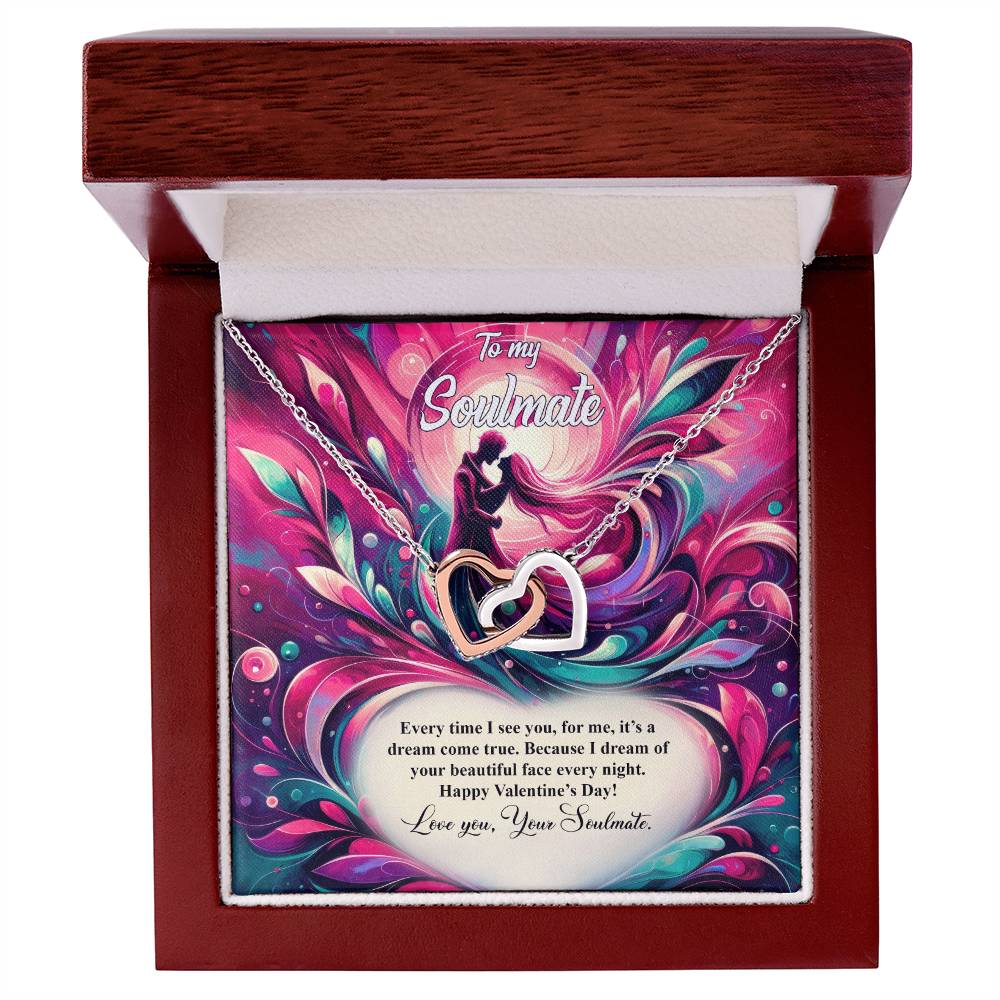 Valentine-st21b Interlocking Hearts neck, Gift to My Soulmate with Message Card